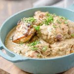 Keto Creamy Chicken Adobo in Skillet