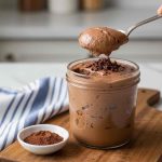 Creamy keto chocolate mousse served in small glasses topped with whipped cream and chocolate shavings.