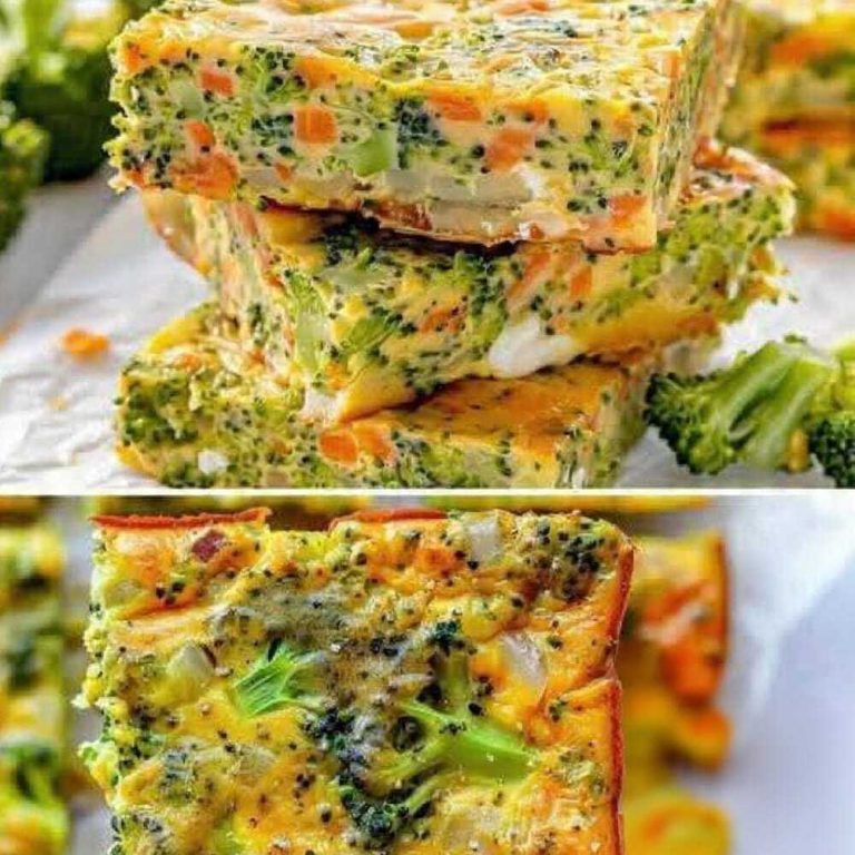 Keto egg and broccoli bars with carrots and onions