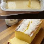 Keto low calorie creamy loaf cake sliced on wooden board