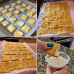 Super crispy homemade keto cheese crackers baked until golden