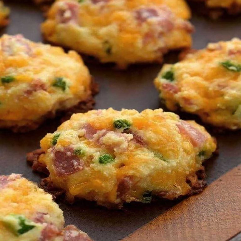 Golden keto ham and cheese bites baked to crispy perfection